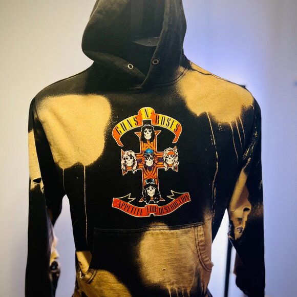 GUNS 'N ROSES DISTRESSED VINTAGE HOODIE - Picture 1 of 4